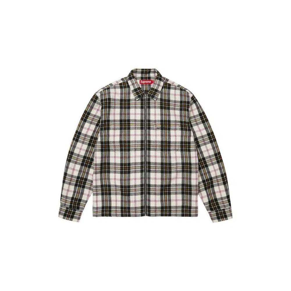 Фланелевая рубашка Supreme Metallic Flannel Zip Up Shirt 'Белый' 1