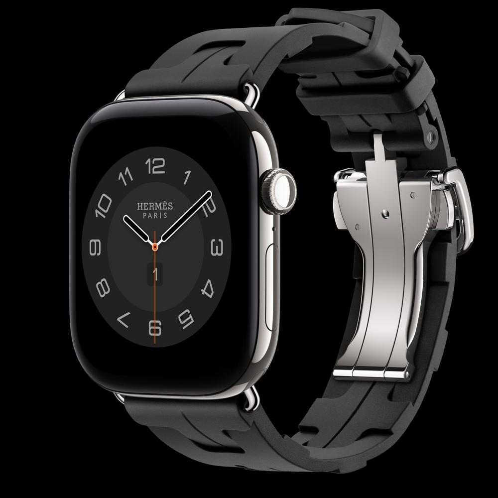 Apple Watch Hermès Series 12 46 мм, GPS + Cellular, титан, Silver, ремешок Noir Kilim Single Tour 1