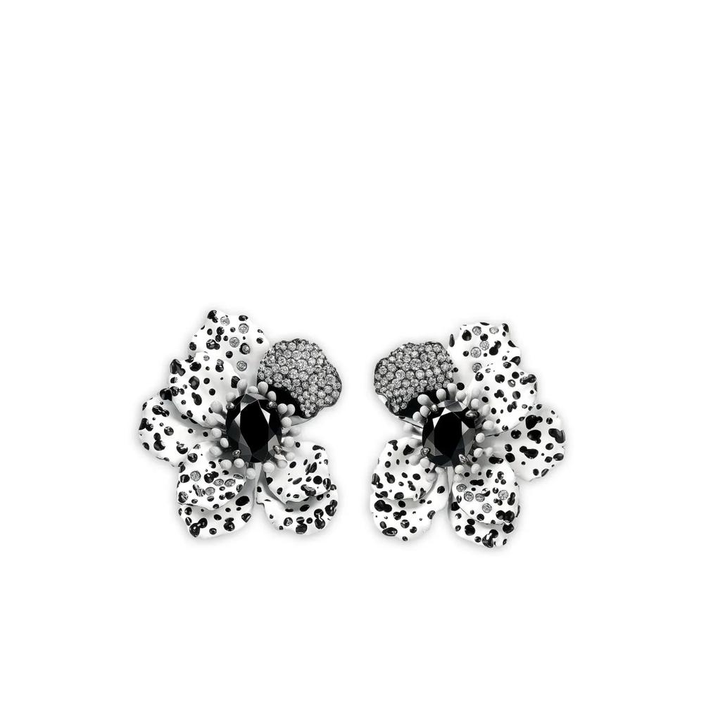 Серьги Monochromatic Poppy из белого золота с бриллиантами 1