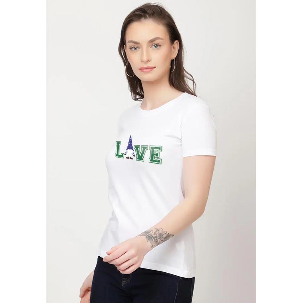 Футболка свободного кроя с принтом Love Print из белого хлопка 5