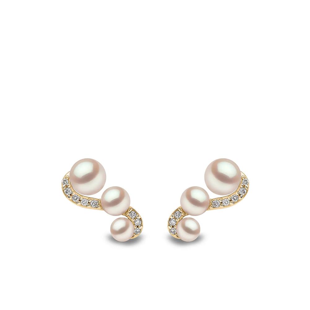 Серьги Sleek из желтого золота с жемчугом и бриллиантами 1