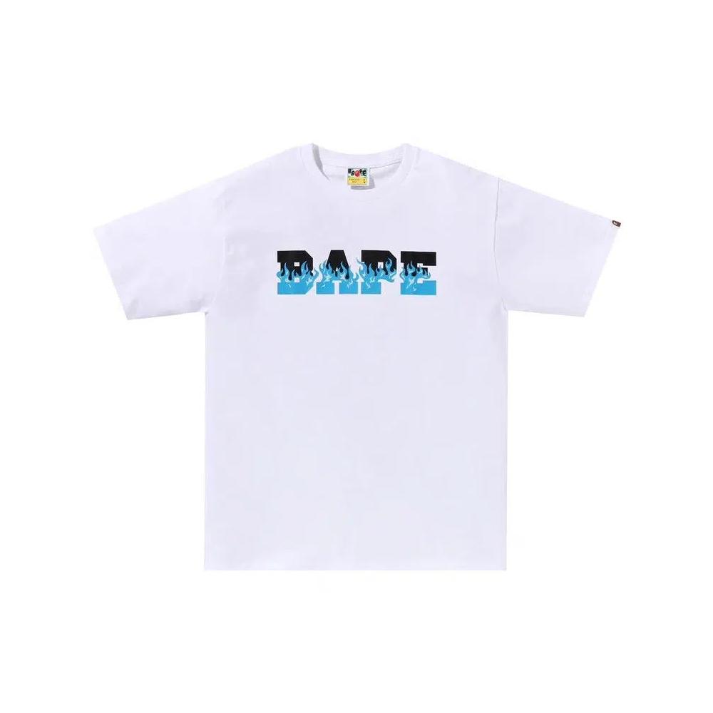 Футболки BAPE Flame Bape Logo Tee 'Белый/Синий' 1