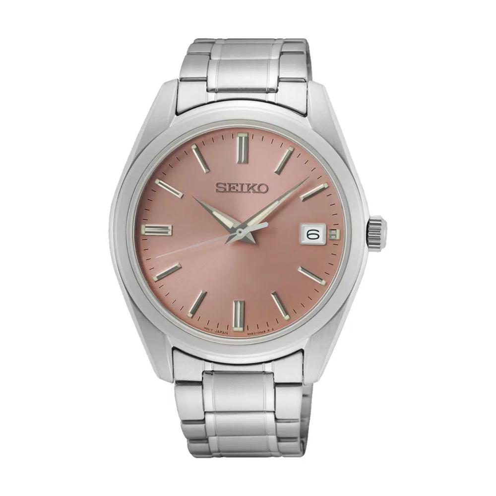 Seiko Essentials Collection Розовый циферблат Sunray Сапфировое стекло Корпус из нержавеющей стали Кварцевые часы SUR523P1 1