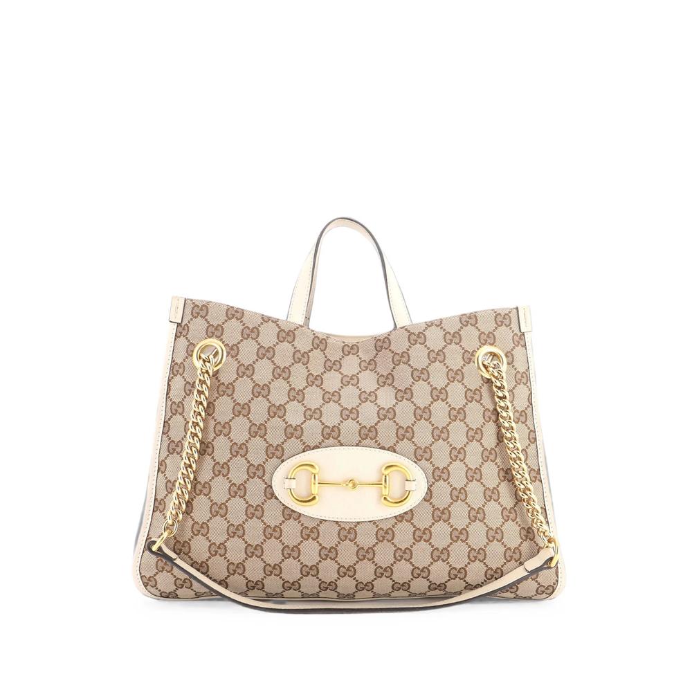 Horsebit 1955 Chain GG Canvas with Leather Medium tote bag 1