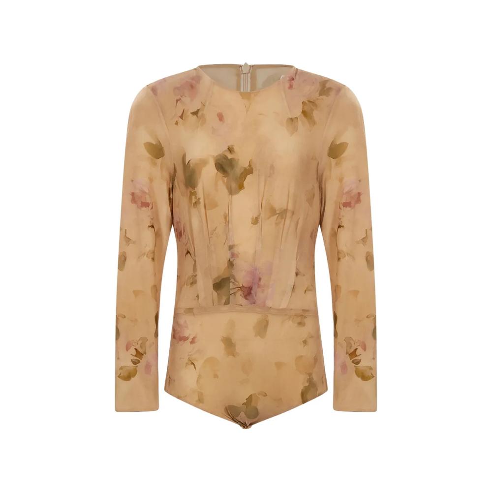 floral-print pleated bodysuit 1