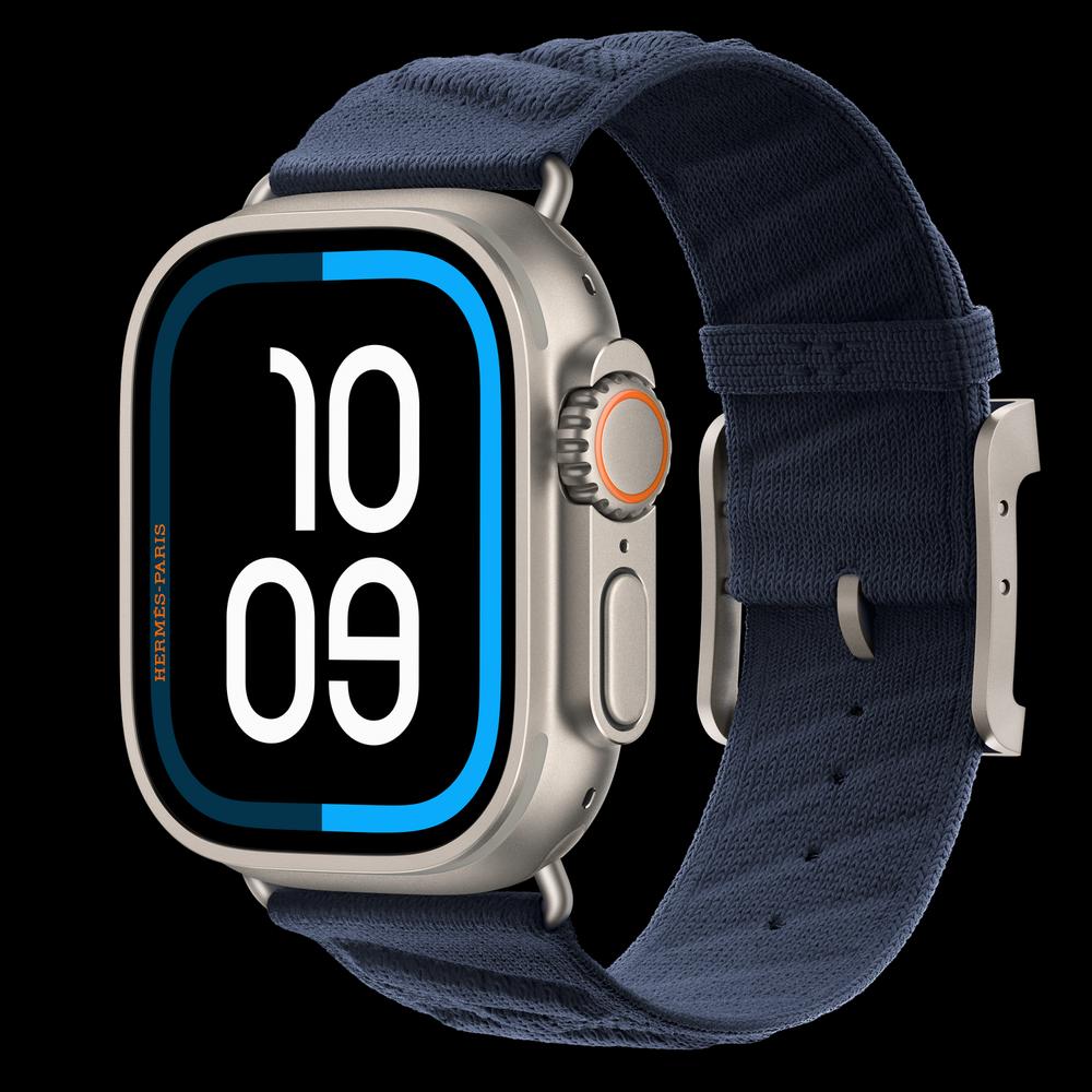 Apple Watch Hermès Ultra 4 49 мм, GPS + Cellular, титан, Natural, ремешок Bleu Nuit En Mer 1