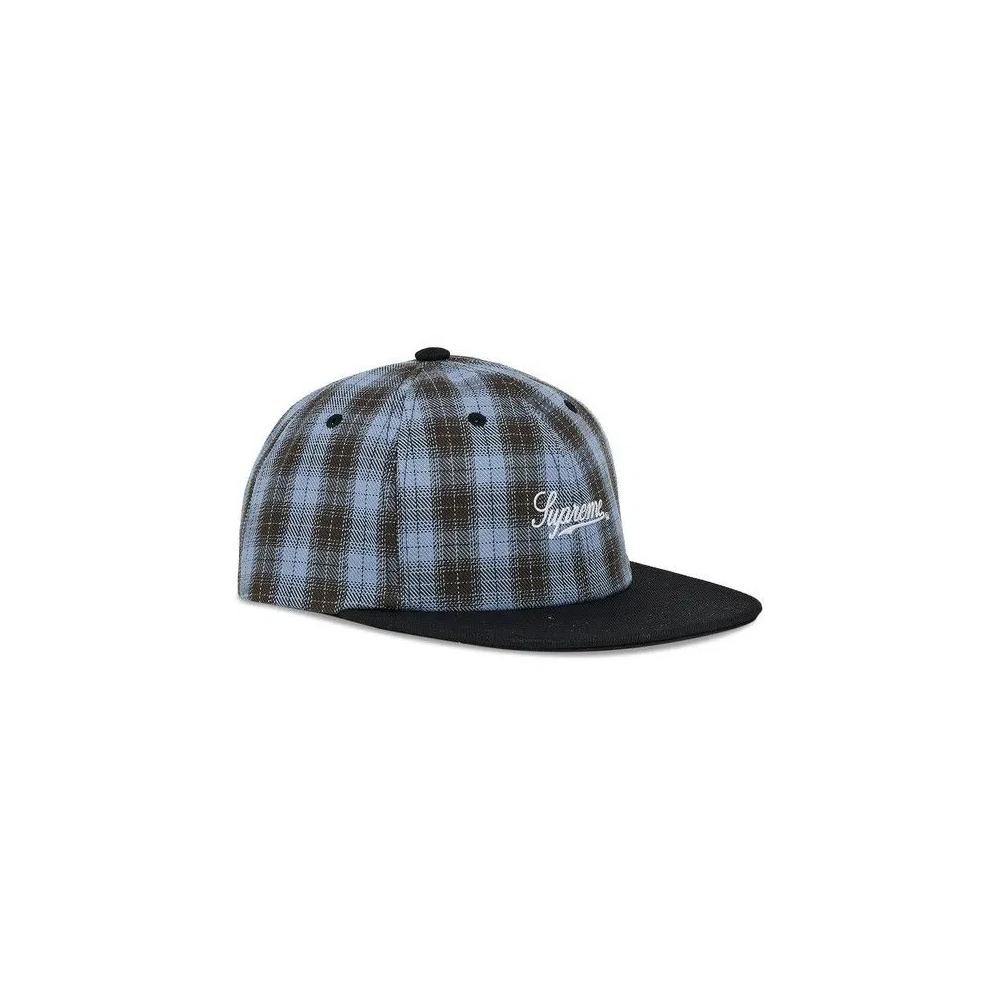 Бейсболки Supreme Script Logo 6-Panel 'Blue Plaid' 2