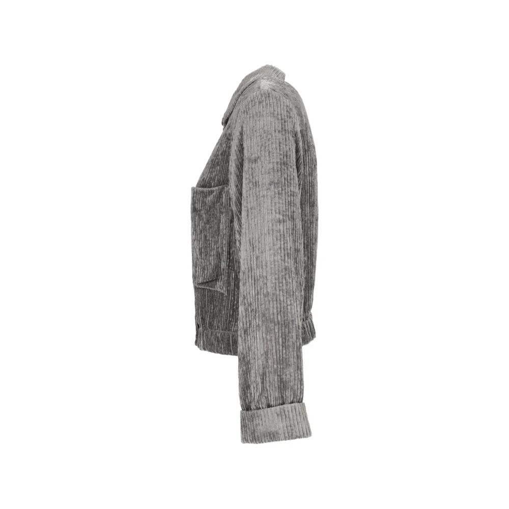 corduroy-effect button-up jacket 2