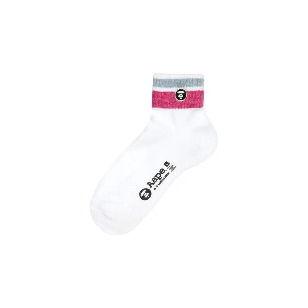 Носки и колготки AAPE Now Moonface Stripe Socks 'White/Pink' 1