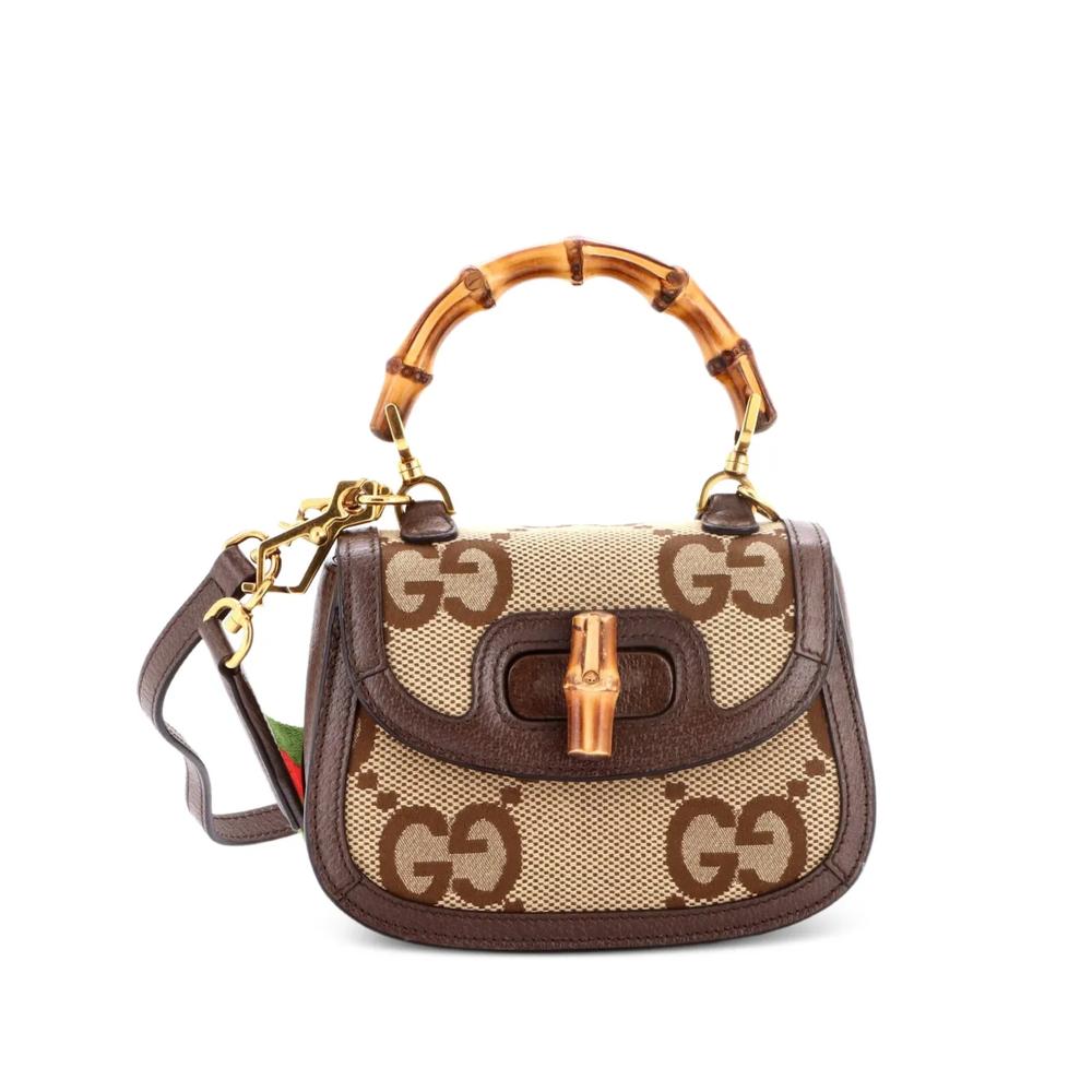 Мини-сумка через плечо Bamboo 1947 Top Handle Bag Jumbo GG Canvas 1