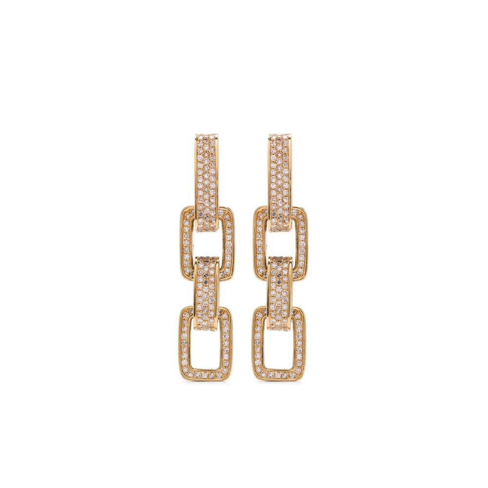 Серьги-подвески Triple Deco Link из желтого золота с бриллиантами 1