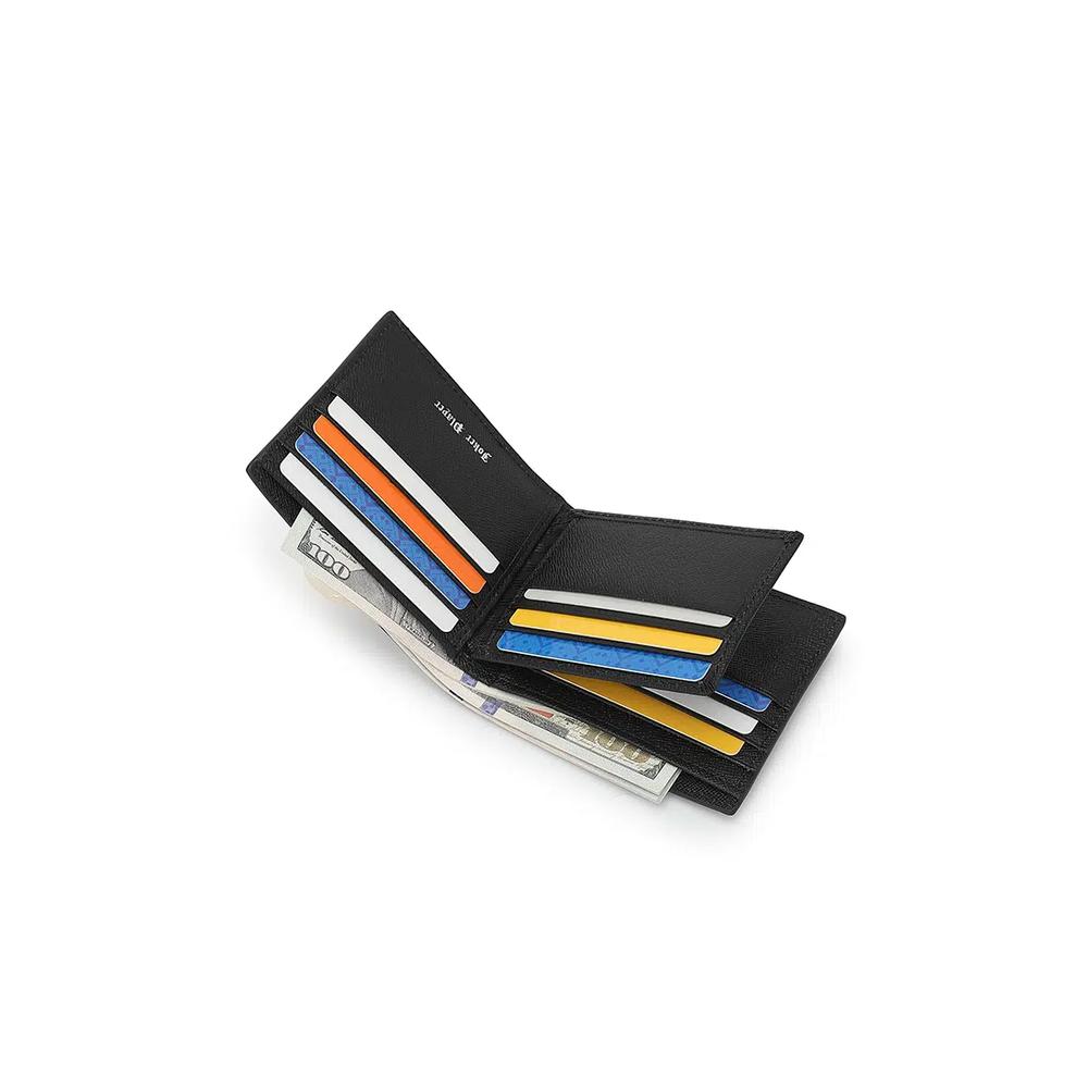 Мужской кожаный кошелек с блокировкой RFID - Черный 6