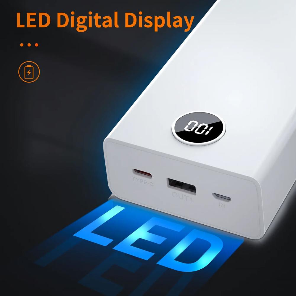 VEN-DENS PB019 18W PD 20000mAh внешнее зарядное устройство с двойным зарядным кабелем - White белый цвет 7
