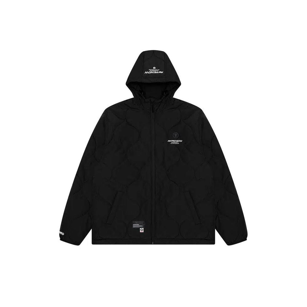 Пуховики AAPE Moonface Patch Hooded Quilted Jacket 'Чёрный' 1