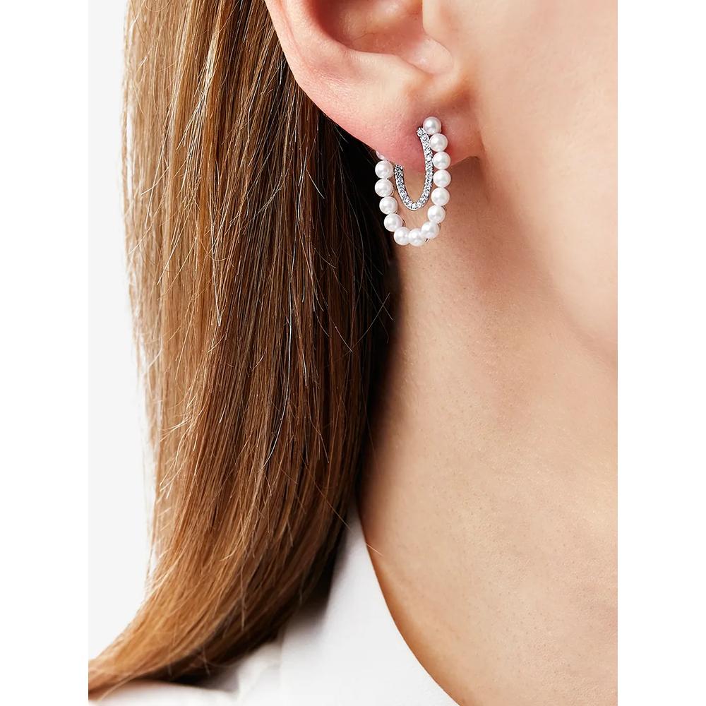 Серьги Sleek из белого золота с жемчугом и бриллиантами 2