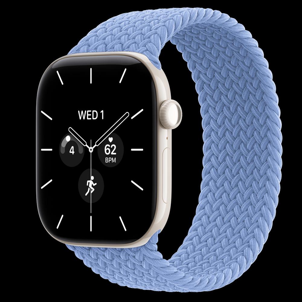 Apple Watch Series 12 46 мм, GPS + Cellular, керамика, Pearl White, ремешок Wildflower Blue Braided Solo Loop 1