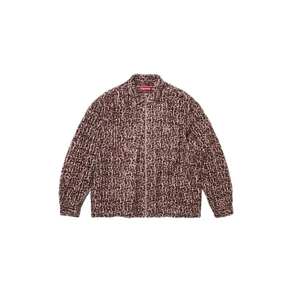 Рубашки и топы Supreme Leopard Frayed Zip Up Shirt 'Pink' 1