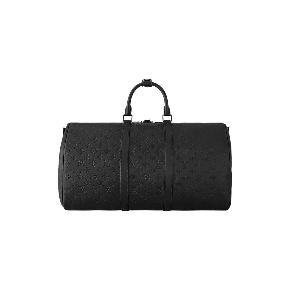 Сумки-дафл Louis Vuitton Keepall Bandoulière 50 'Черный Monogram Shadow Calfskin Leather' 2