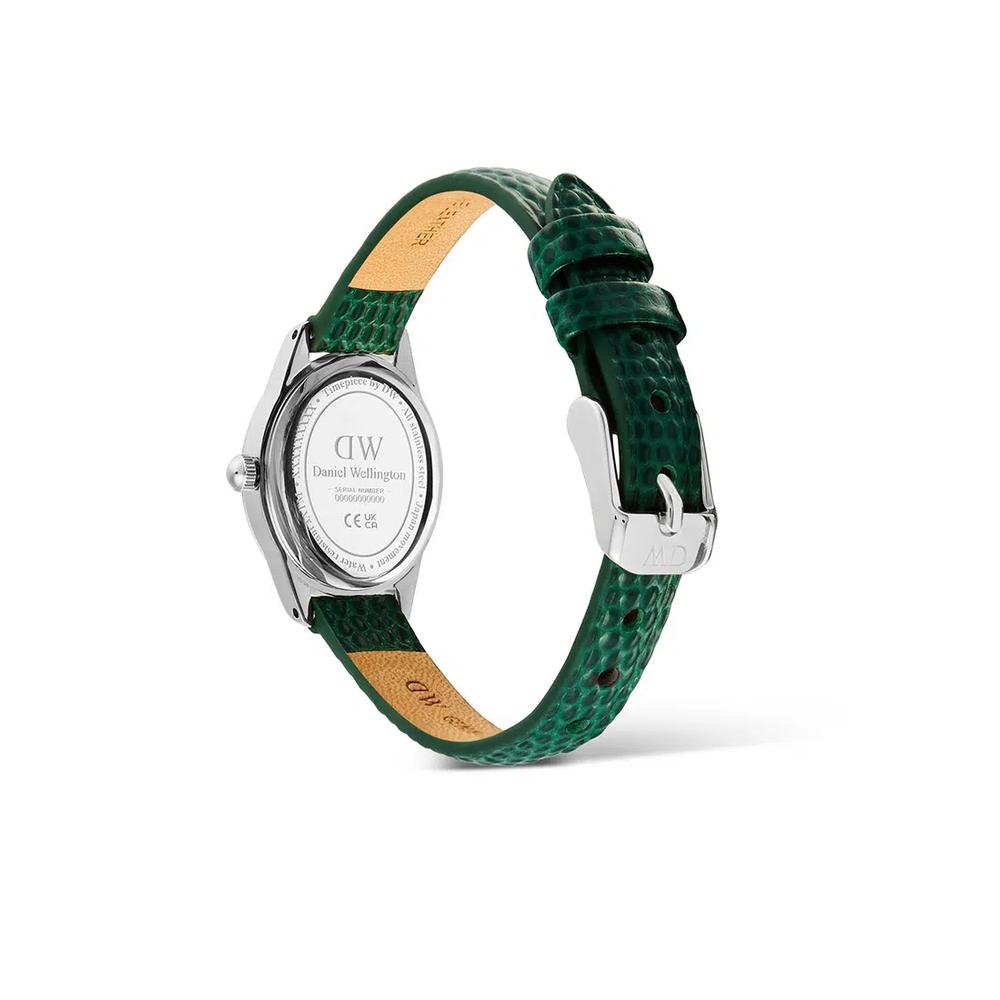 Ophelia Mini Green Lizard White Guilloché Silver - Женские часы из нержавеющей стали с кожаным ремешком DW Official Authentic Original 5