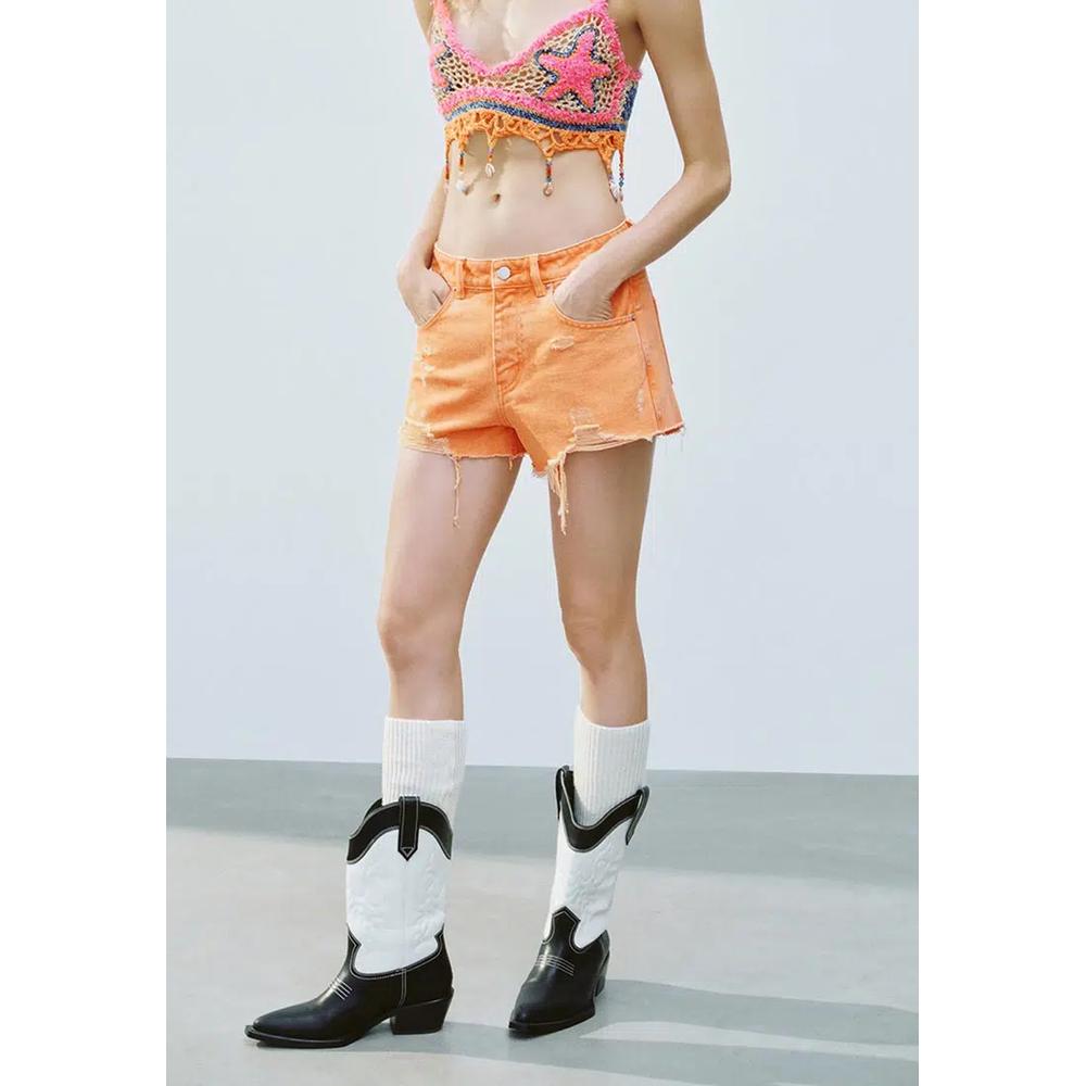 Высокая талия потертые джинсовые шорты 7