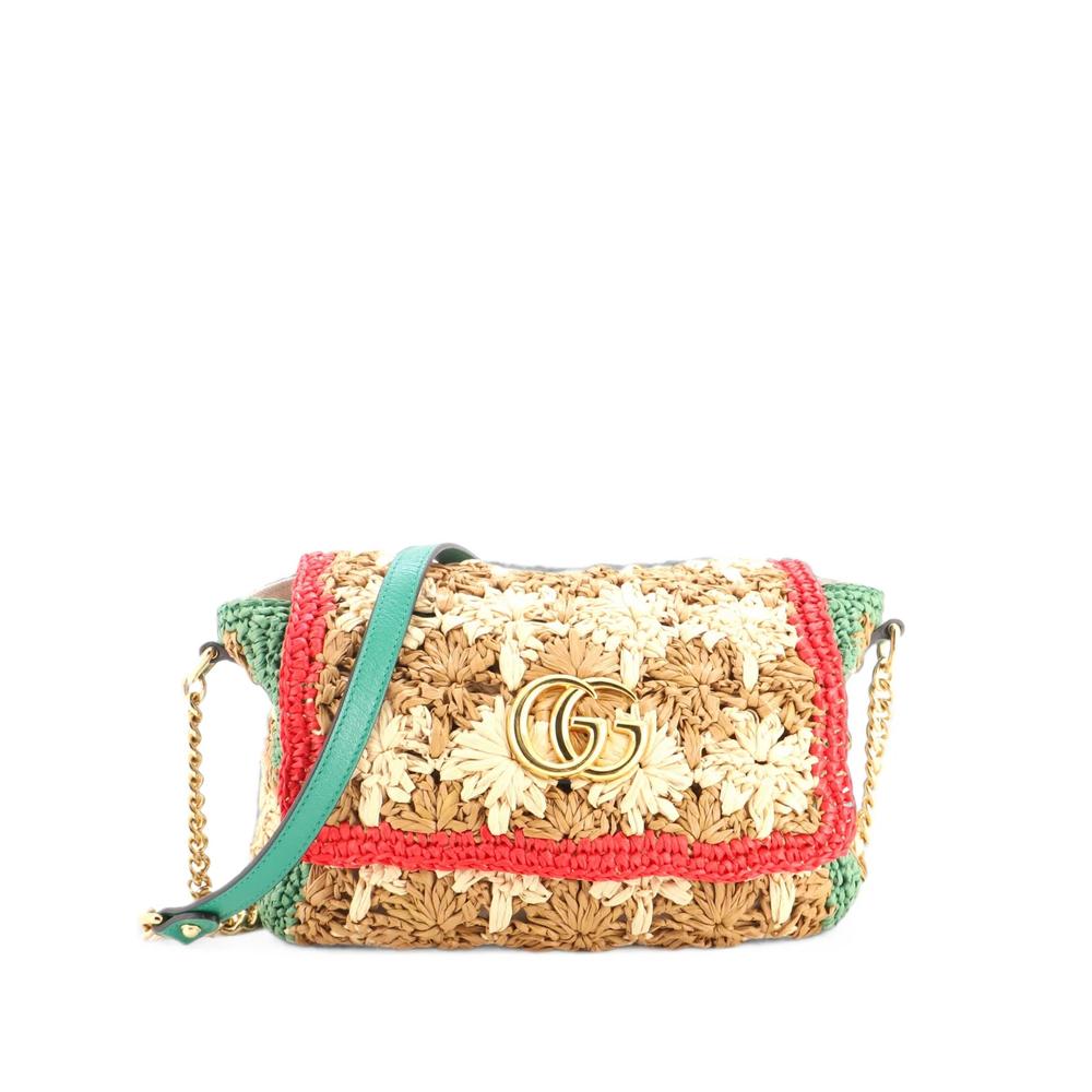 GG Marmont Flap Bag Raffia Small shoulder bag 1