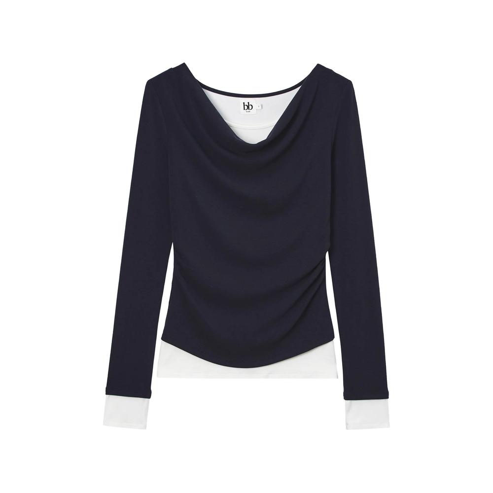 cowl-neck layered-effect top 1