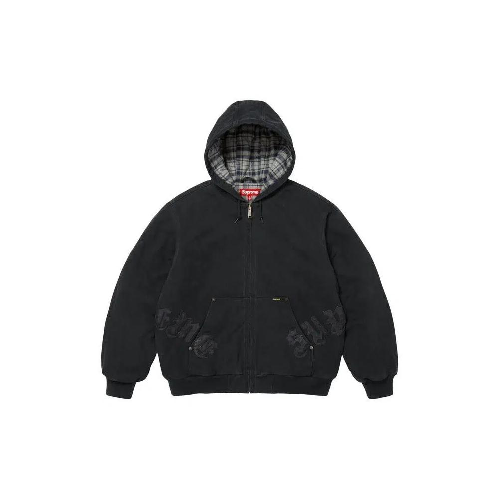 Куртки Supreme Leather Appliqué Hooded Work Jacket 'Black' 1