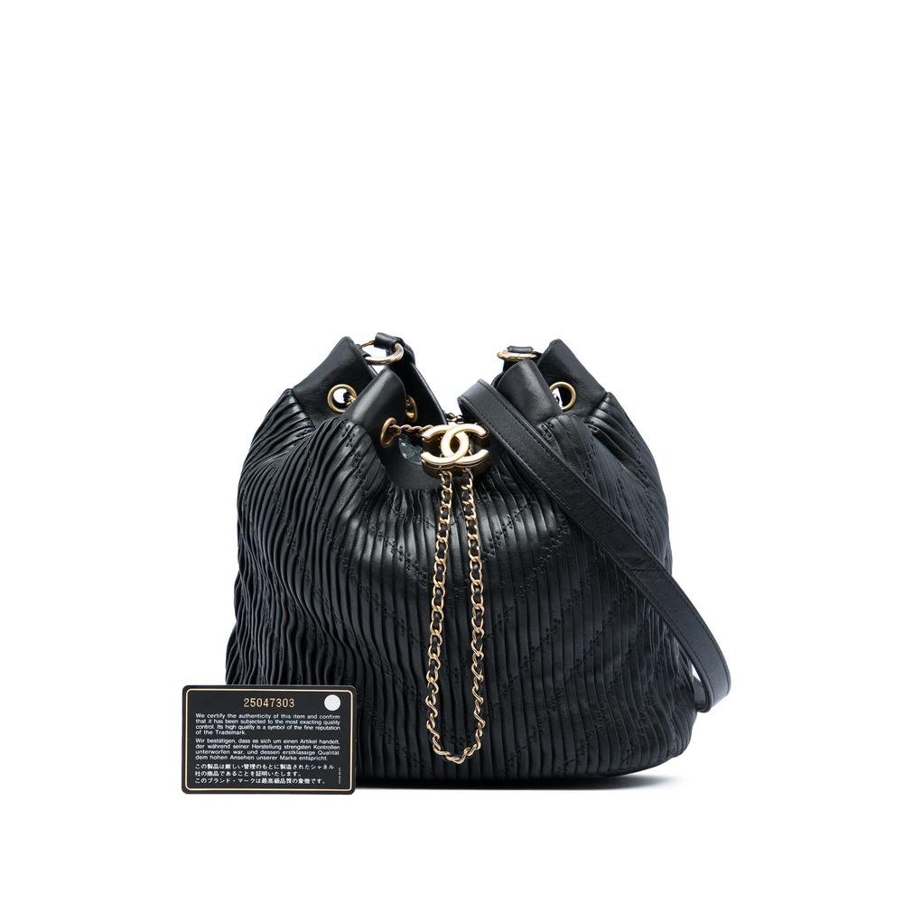 2018 Medium Crumpled Calfskin Coco Pleats Drawstring bucket bag 6