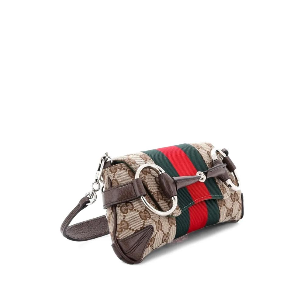 Маленькая сумка на плечо Horsebit NM Web Chain Clutch GG Canvas 2
