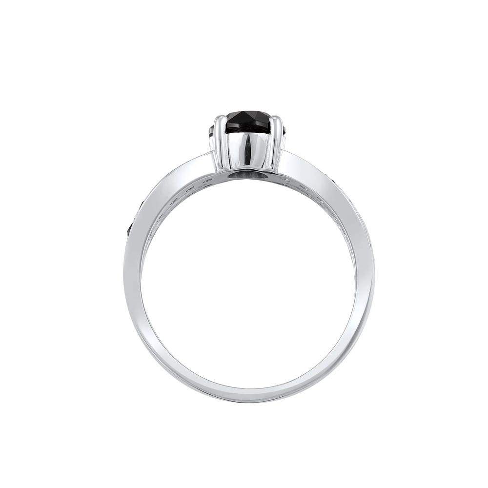 Swarovski® Черное кристальное гламурное кольцо – 925 серебро 2