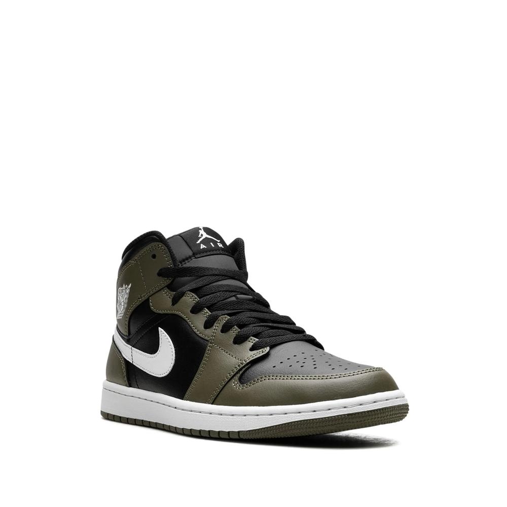 Кроссовки Air Jordan 1 Mid Black/White/Olive 2