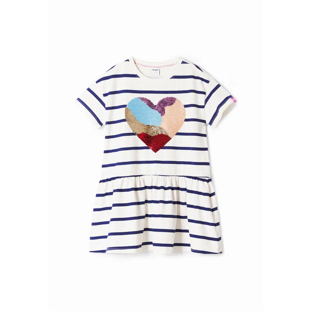 Desigual детское платье с сердцем и полосками. 3