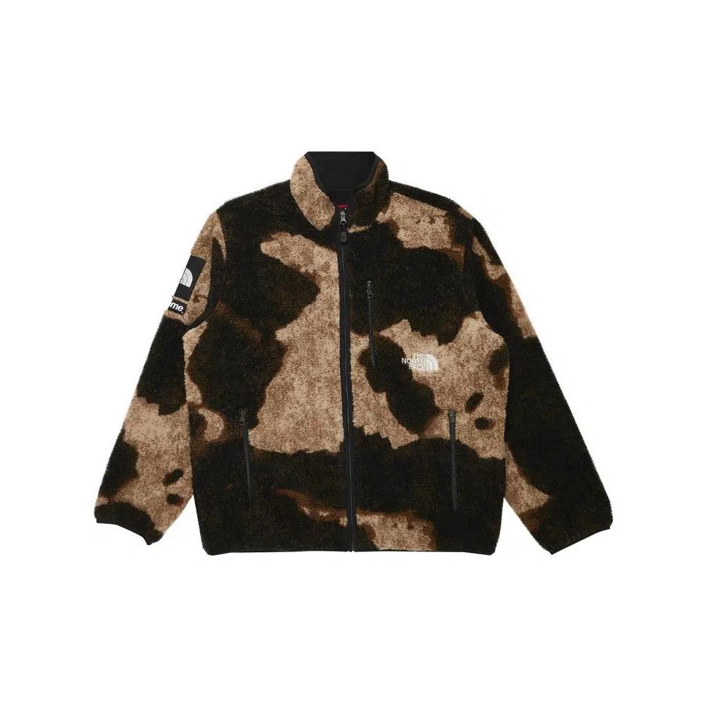 Флисовые куртки Supreme x The North Face Bleached Denim Print Fleece Jacket 'Black' 1