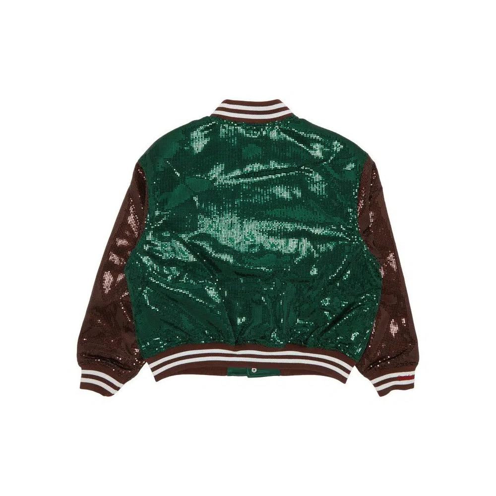 Бомберы Supreme x Mitchell & Ness Sequin Varsity Jacket «Зеленый» 2