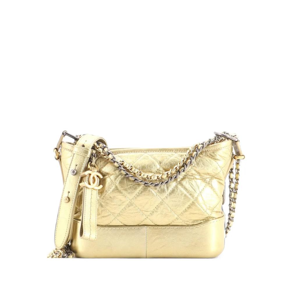 Маленькая сумка-хобо Gabrielle Metallic Quilted Aged Calfskin 1