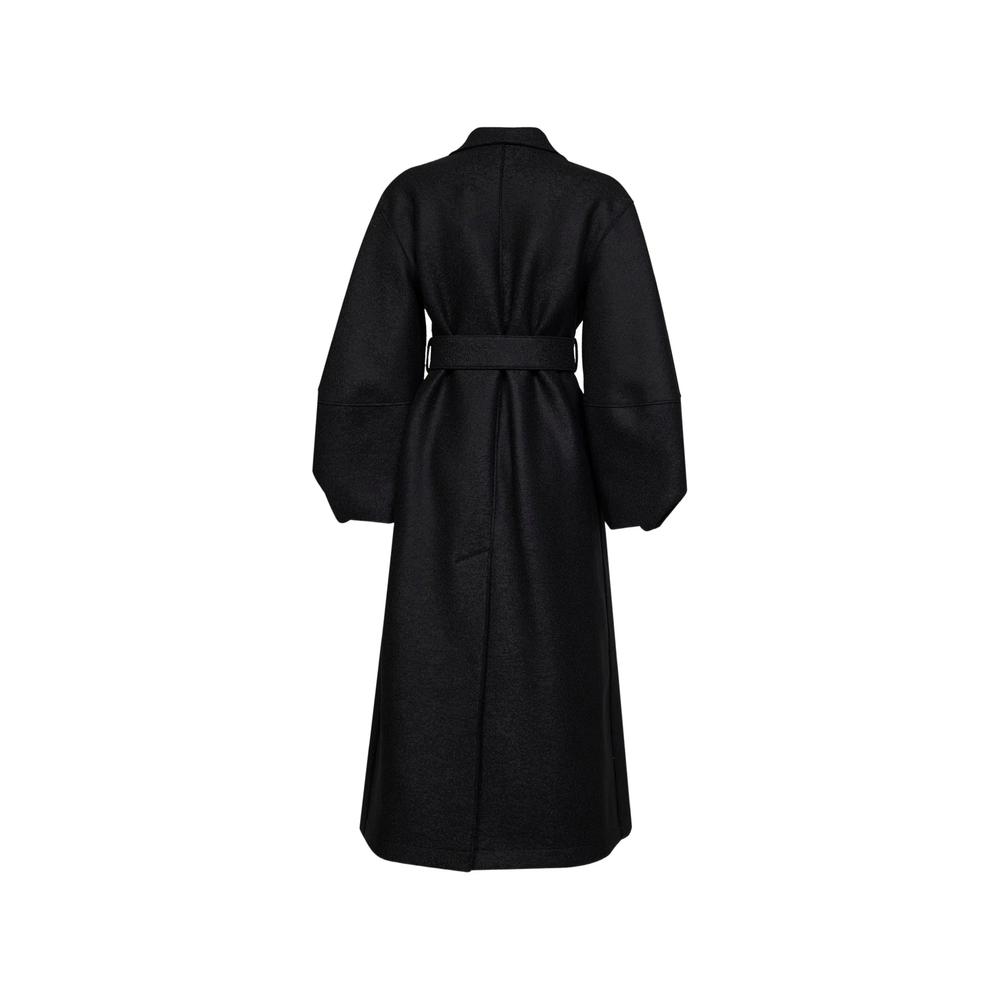 belted balloon-sleeve coat 2
