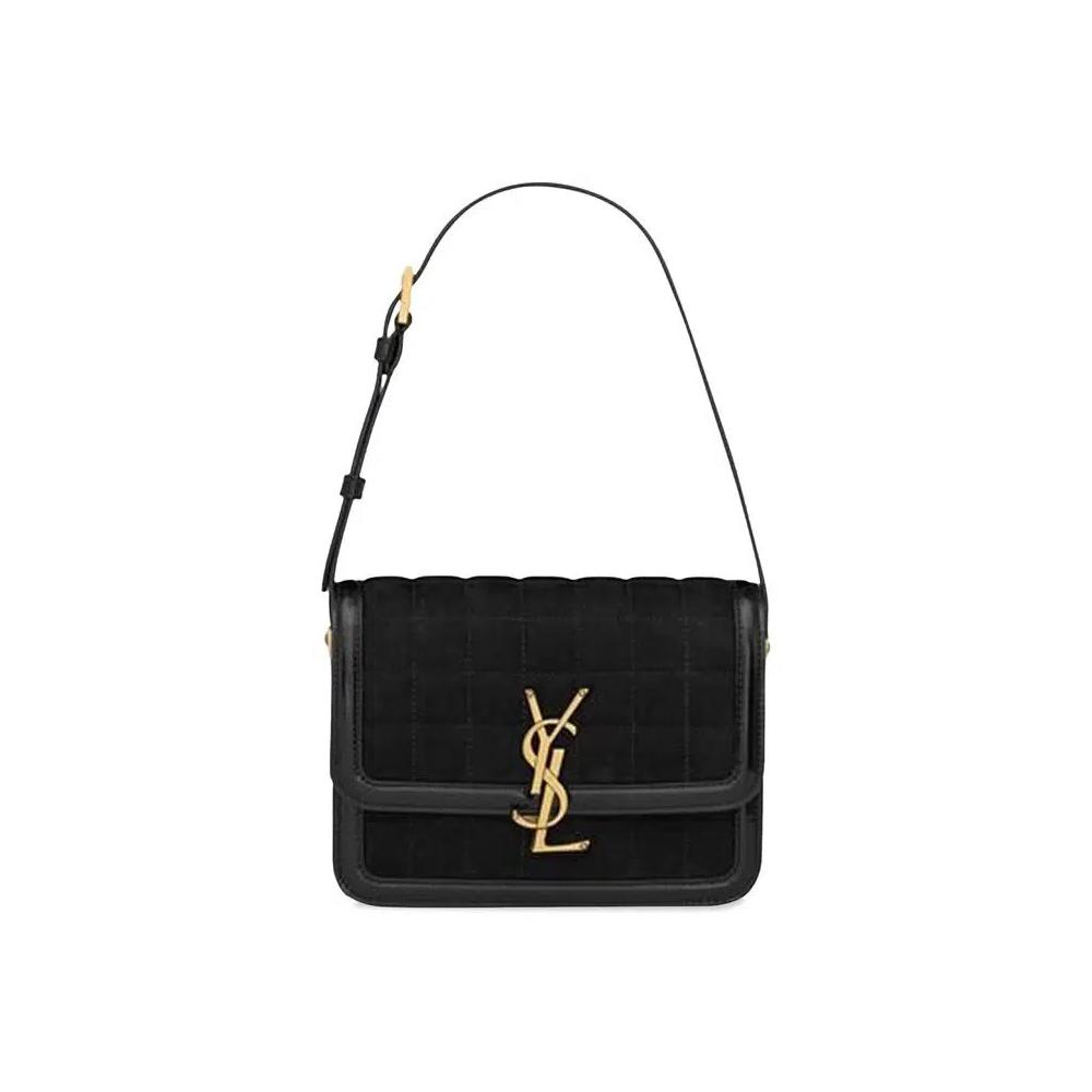 Сумки через плечо Saint Laurent Logo Plaque Quilted Shoulder Bag 'Black' 1