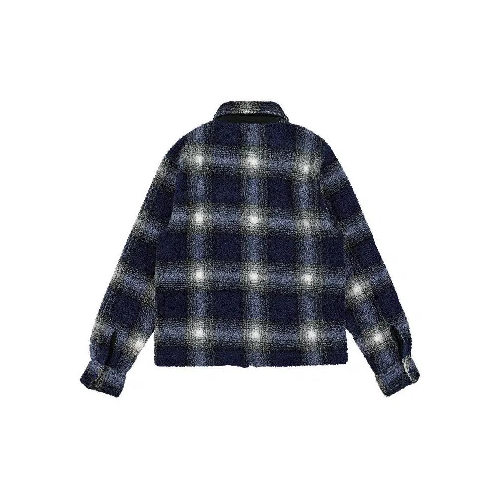 Фланелевые рубашки Stussy Shadow Plaid Sherpa Zip Shirt 'Синий' 2