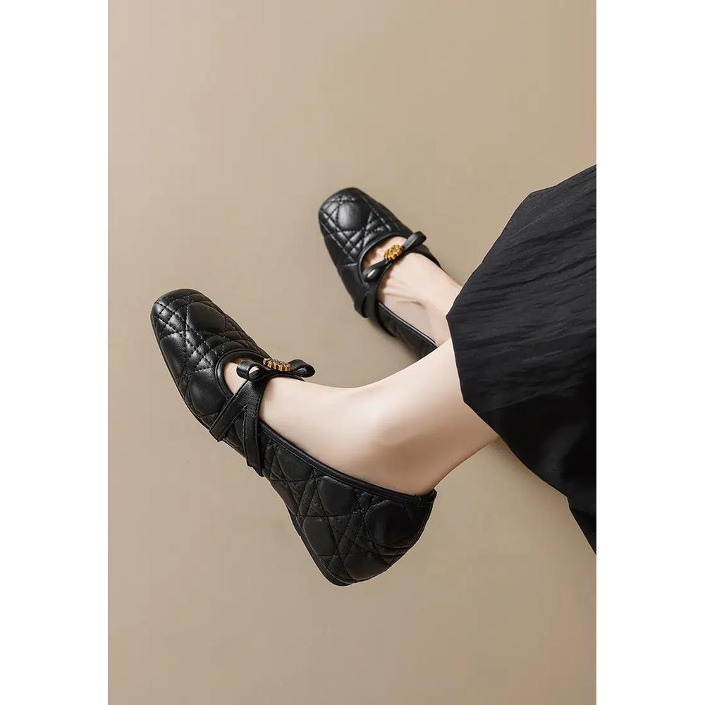 Туфли Mary Jane с квилтингом и бантом Camellia Bow WW632-25 4