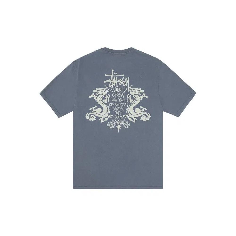 Tops Stussy Double Dragon Tee Pigment Dyed 'Тёмно-синий' 2