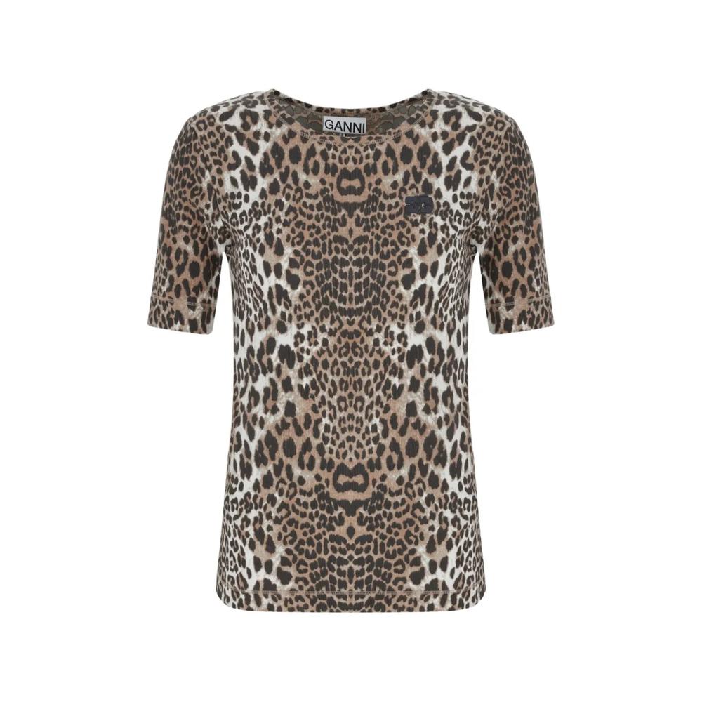 leopard-print logo-patch T-shirt 1