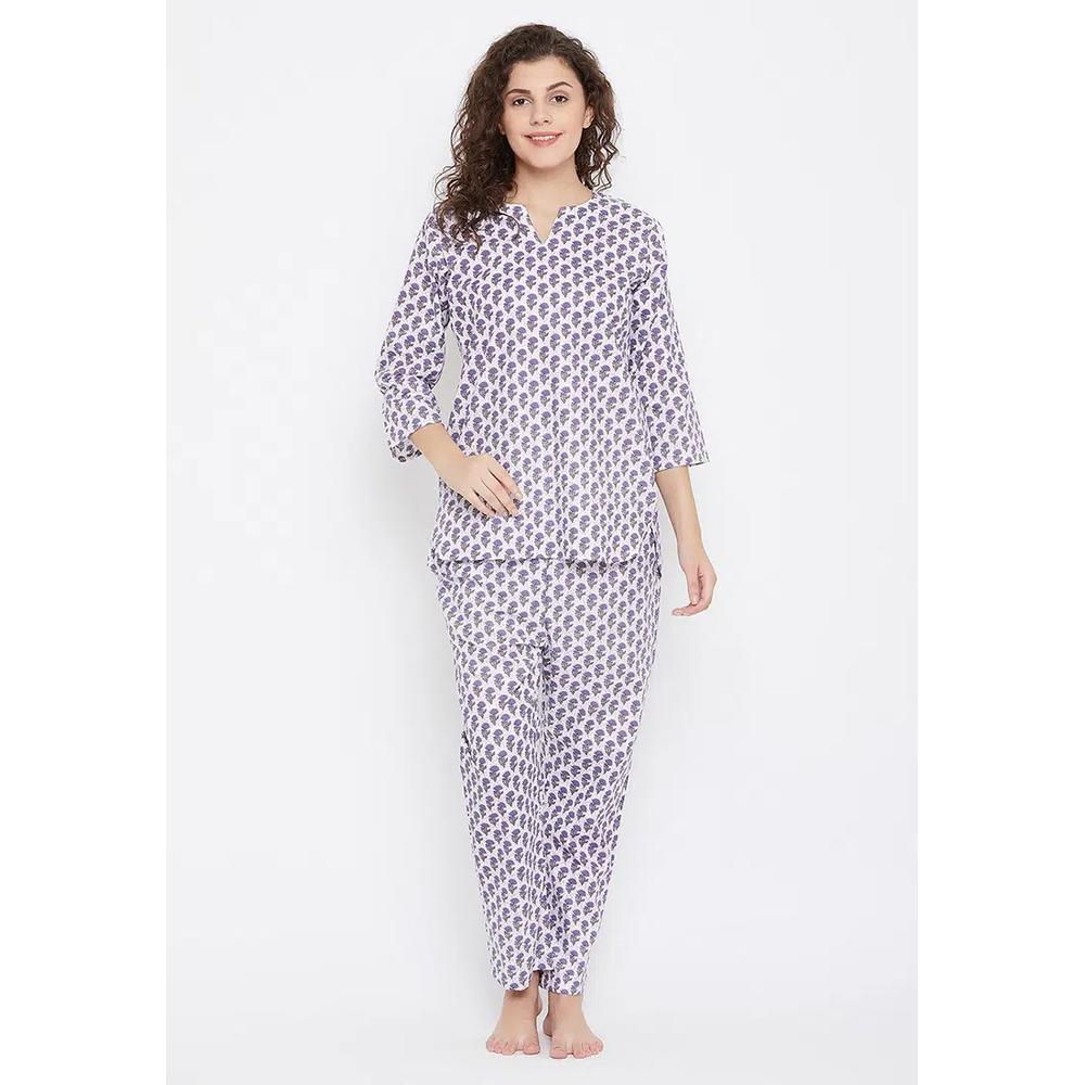 Пижама Clovia Pretty Florals с топом, белая, 100% хлопок 1