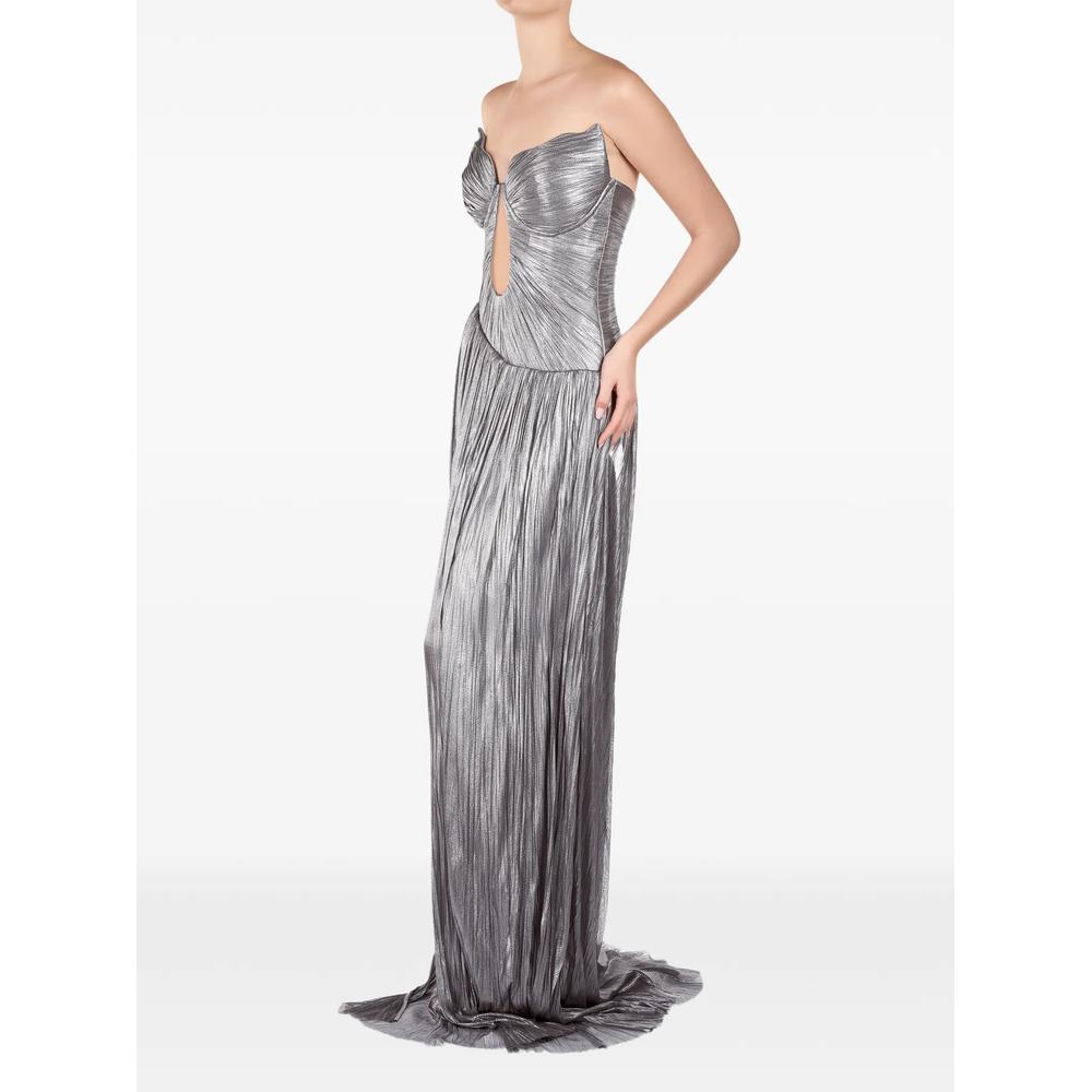 Silver Touch cut-out plissé-effect gown 2