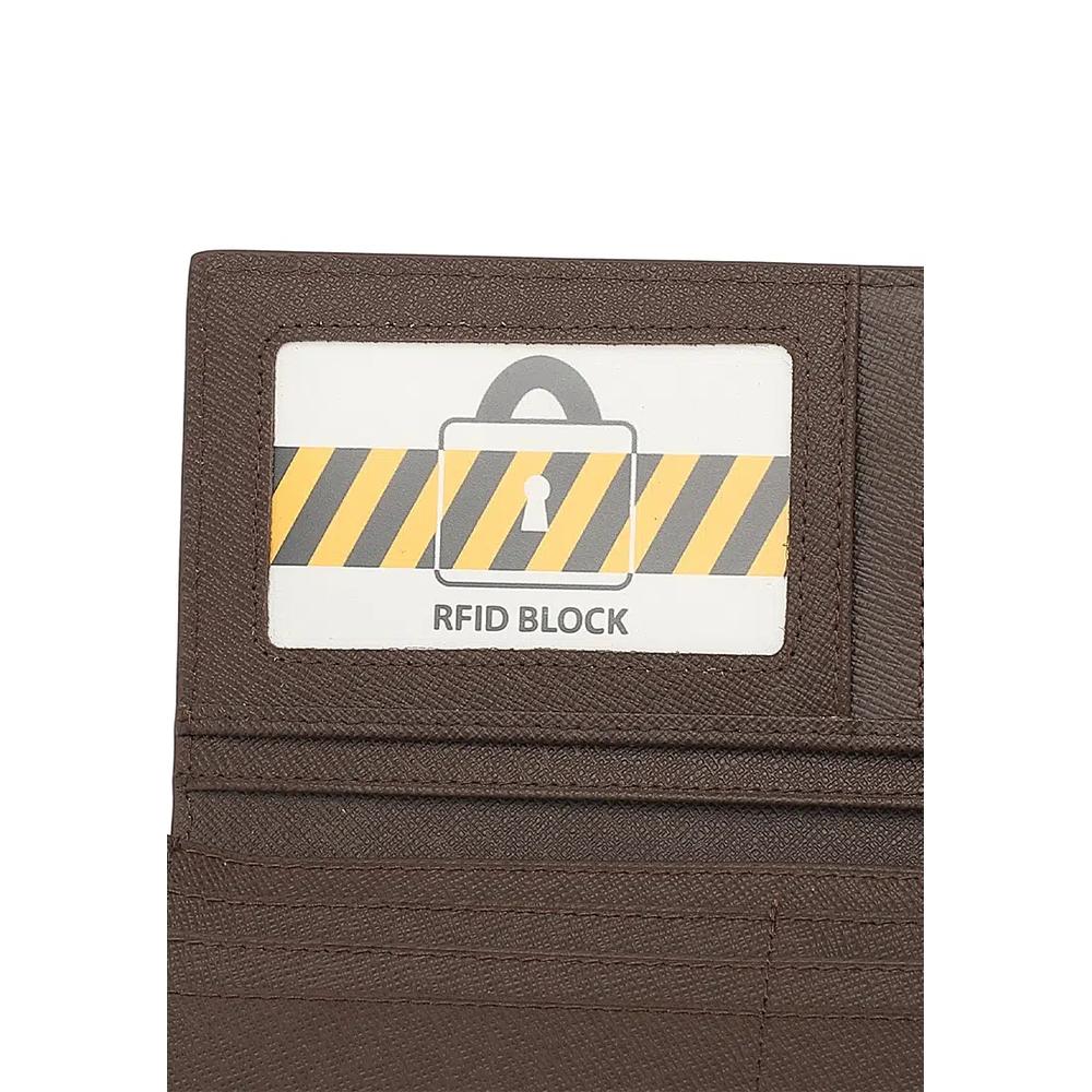 Мужской кошелек из натуральной кожи с RFID-блокировкой, би-фолд, коричневый 5