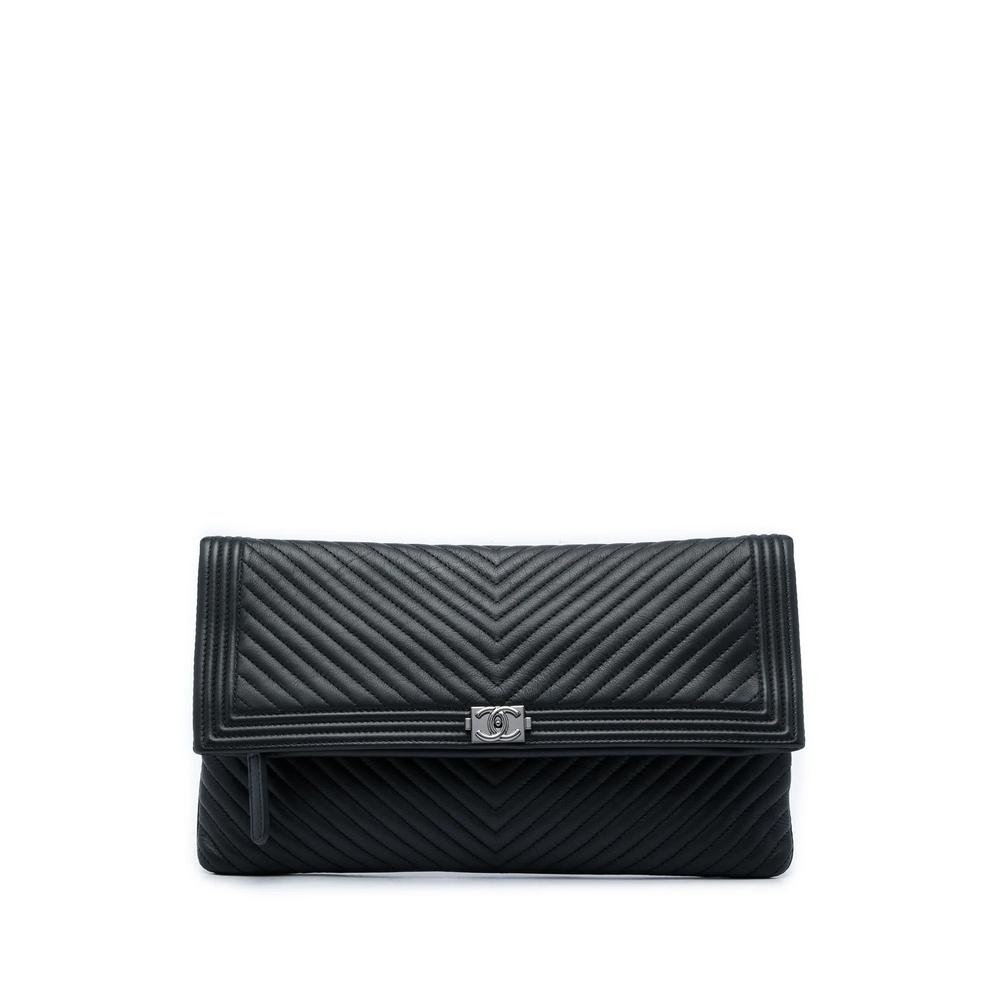 2015-2016 Chevron Calfskin CC Beauty Boy Foldover clutch bag 1