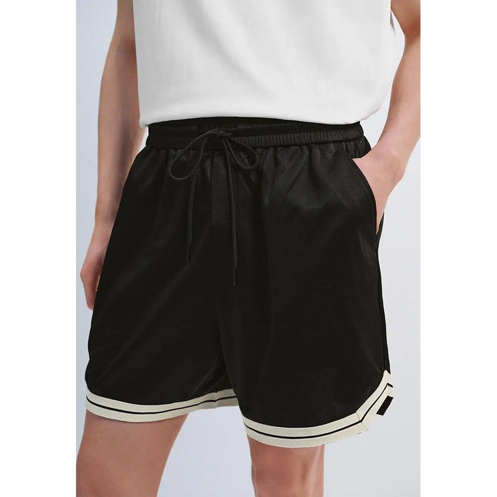 Шорты Mesh Contrast Trim Drawstring из полиэстера, свободные 4