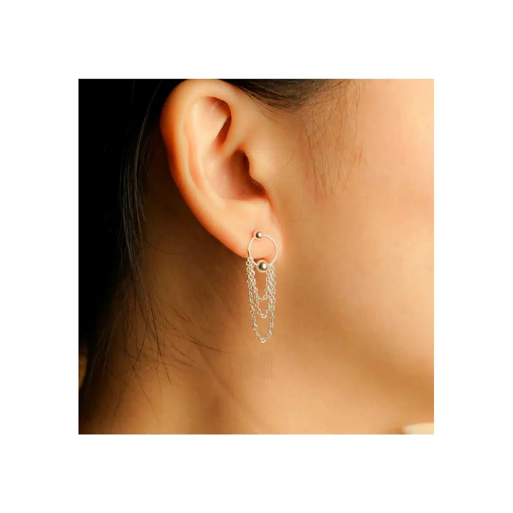 Millennia 2000 Drop Thread Серебряные серьги-кольца с 925 стерлинговым серебром 3