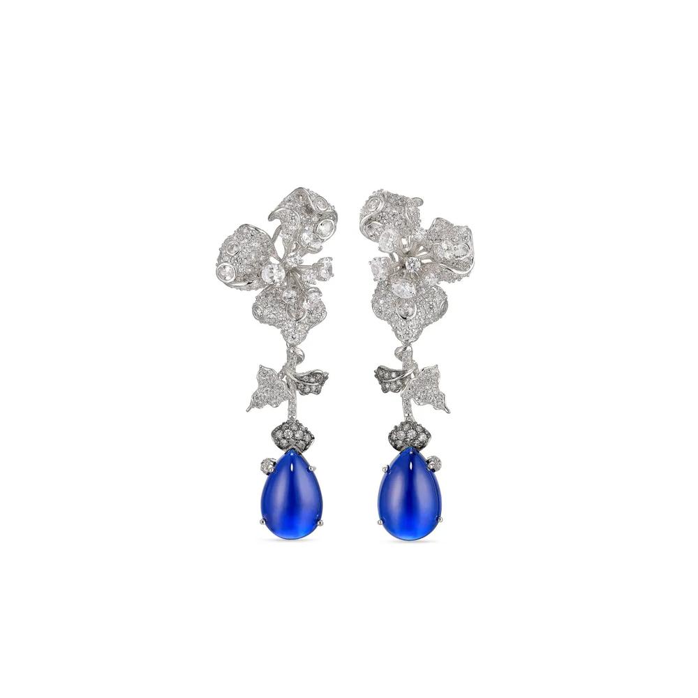 Серьги Orchid из белого золота с сапфирами и бриллиантами 1