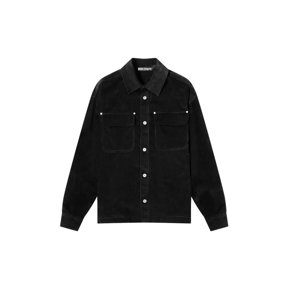 Овершерты Palm Angels Velvet Back Logo Overshirt 'Black' 1