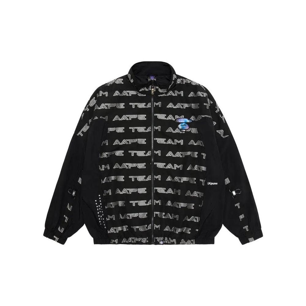 Куртка AAPE Moonface Logo Monogram на молнии «Чёрный/Бежевый» 1